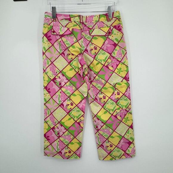 Lilly Pulitzer white label patchwork floral parrot giraffe print cropped pants 8 - Picture 5 of 8